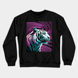 RARE WHITE TIGER BENGAL NEON COLORS Crewneck Sweatshirt